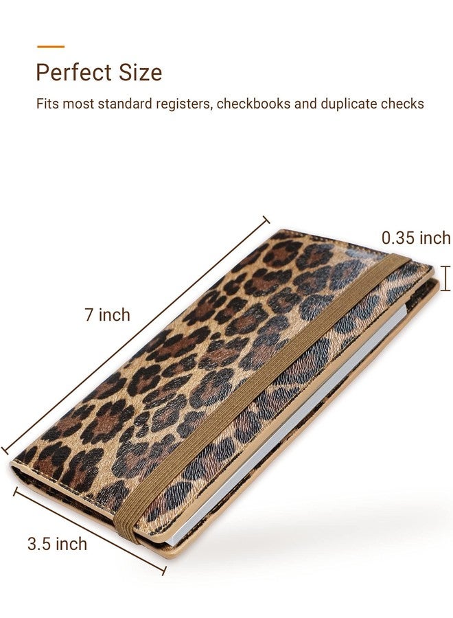 Zreal Checkbook Cover for Women, Dark Leopard - Premium Vegan Leather Holder for Personal Checks, Slim Design with Pen Loop, Clear Divider, Fits Top & Side-Tear Duplicate Checks - Image 3